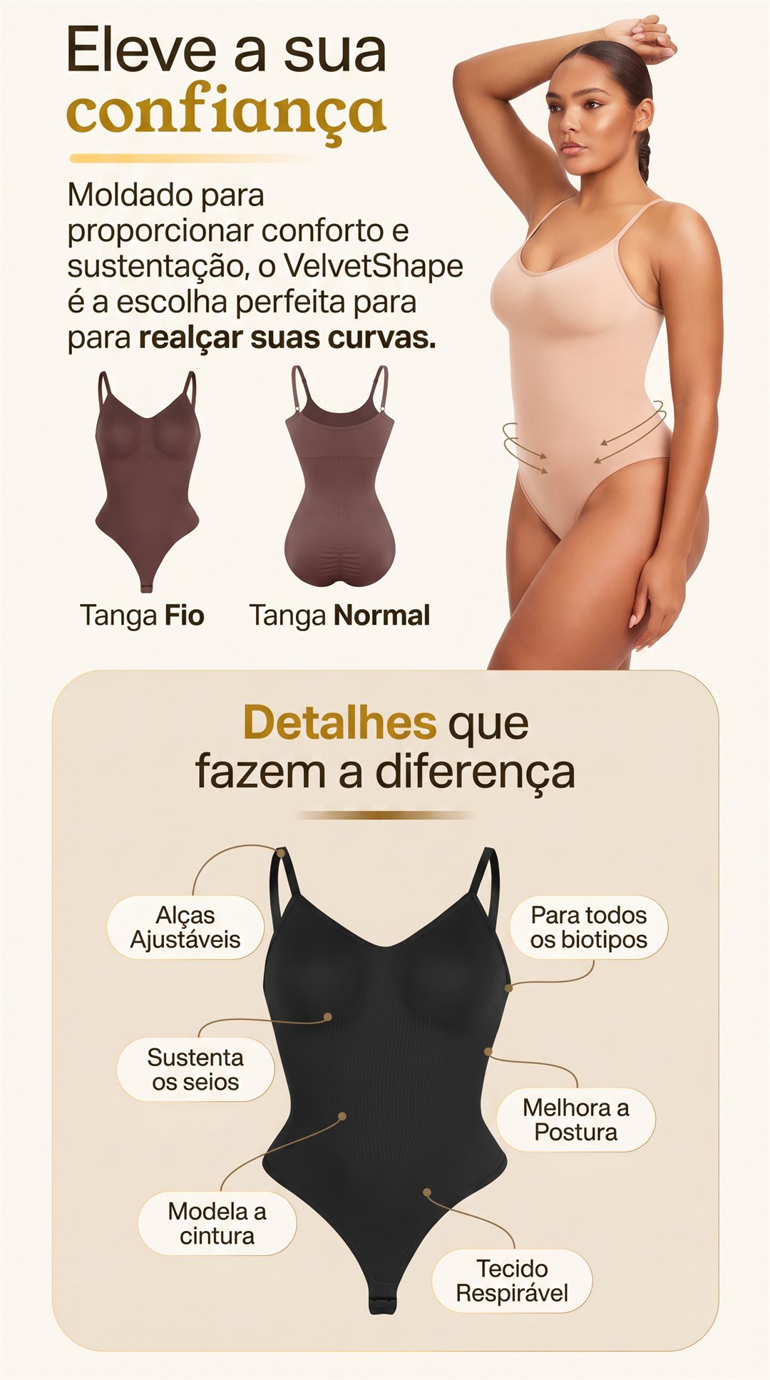 Body Modelador VelvetShape - modela e sustenta
