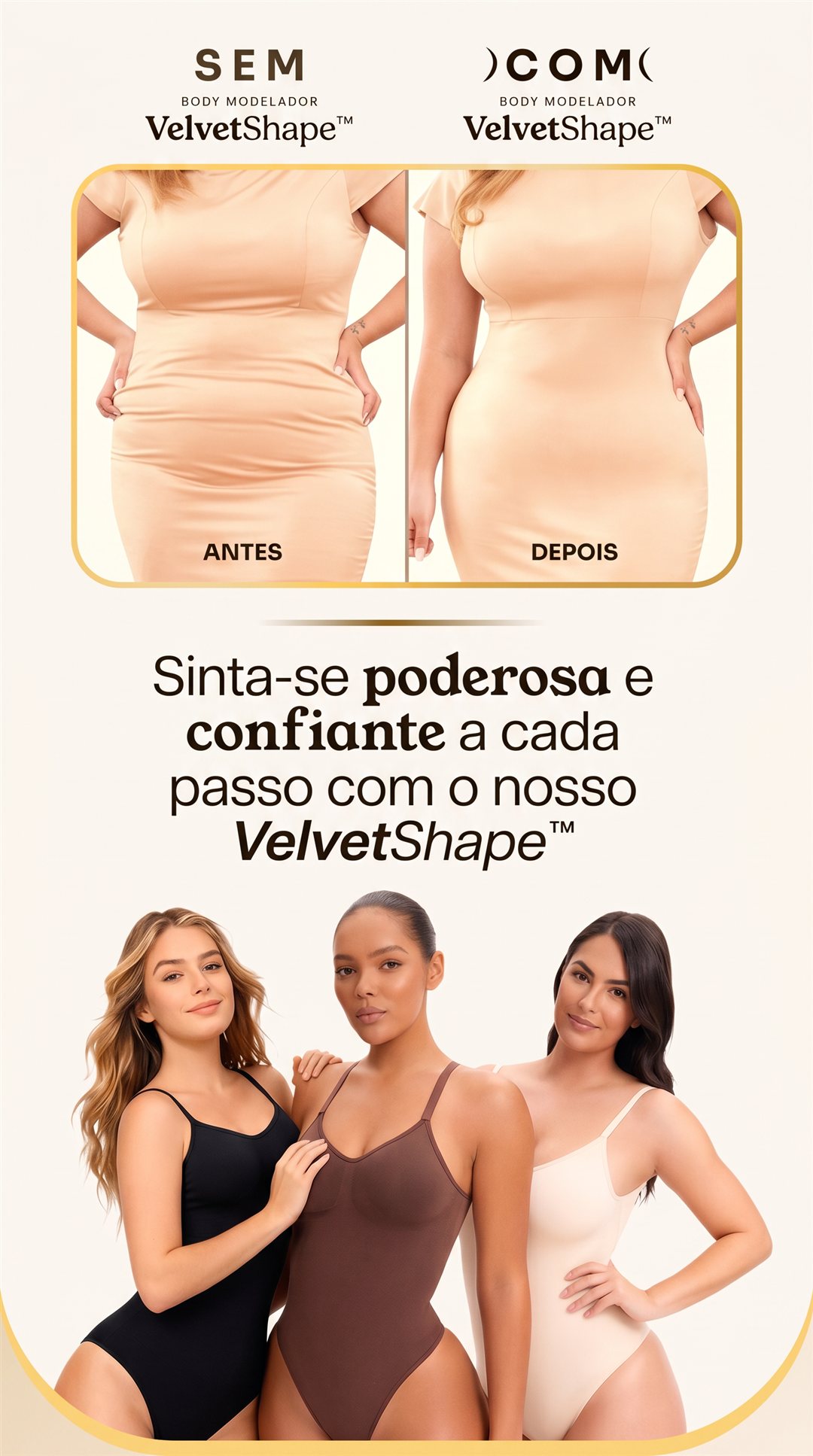 Body Modelador VelvetShape - antes e depois