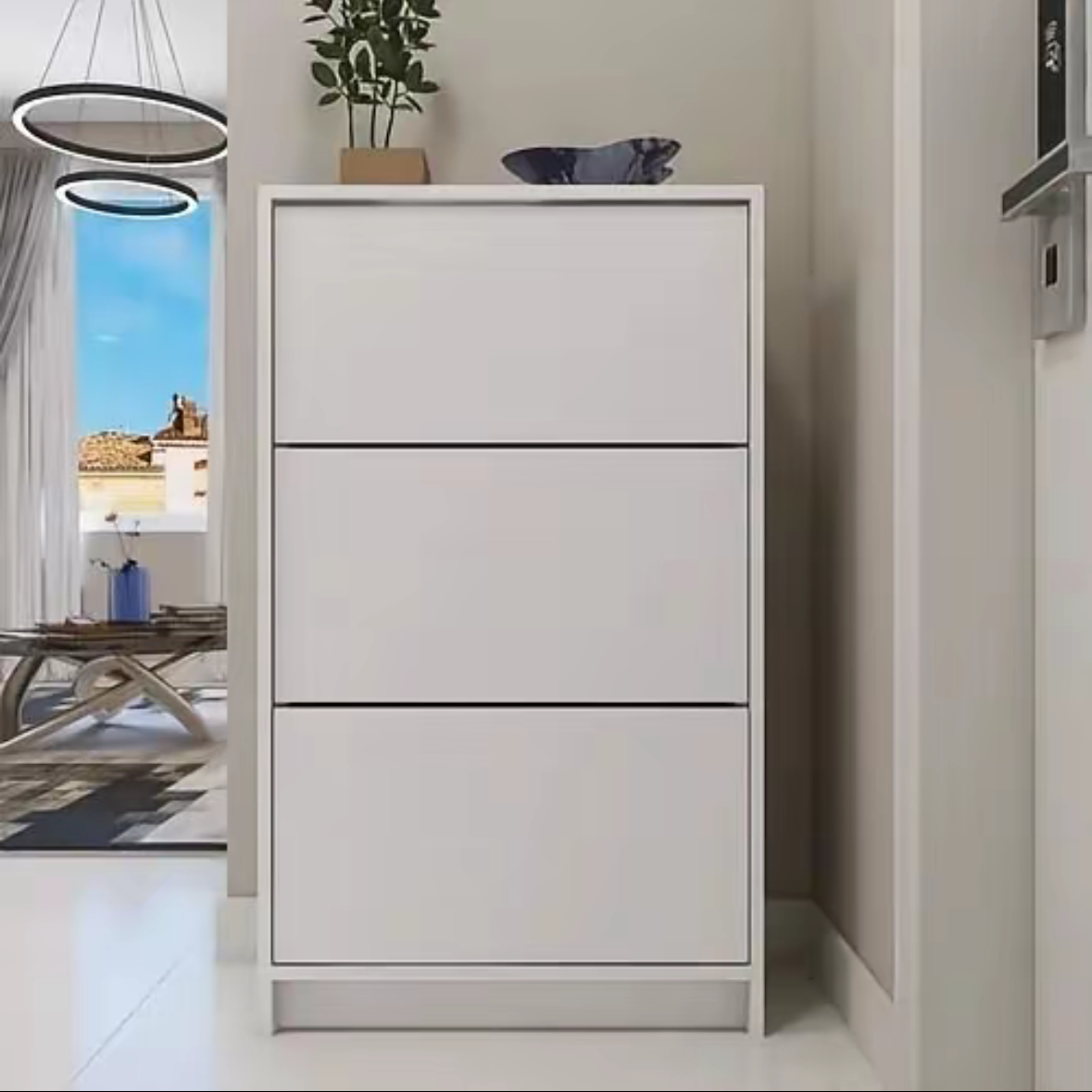 Sapateiro Armário 3 Compartimentos Basculantes Slim Branco