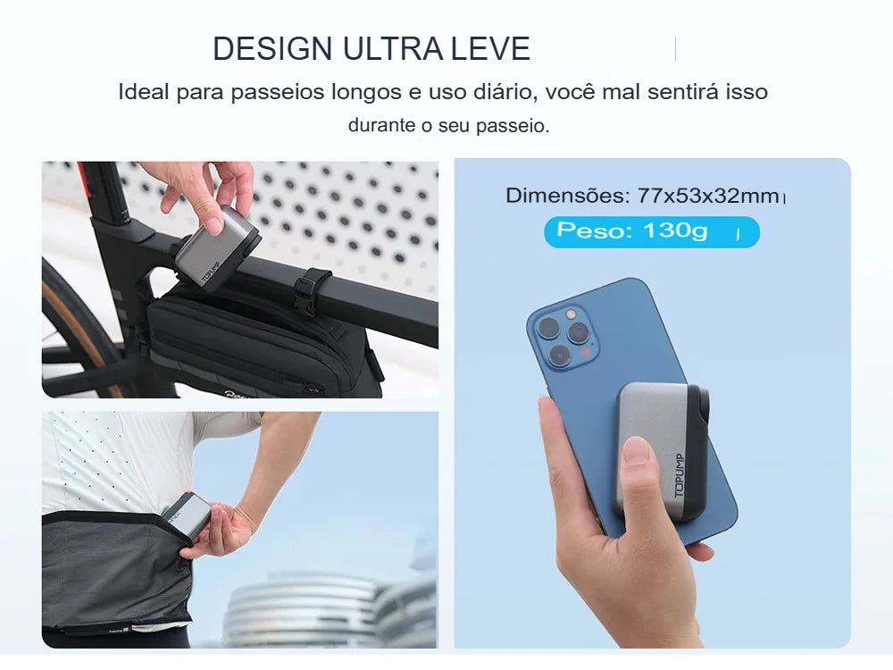 Bomba Elétrica Portátil para Bicicleta com Medidor de Pressão Digital Cinzar